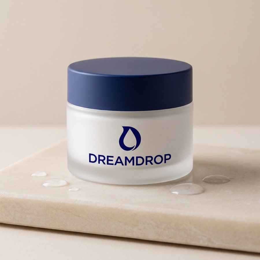Skincare jar with a logo