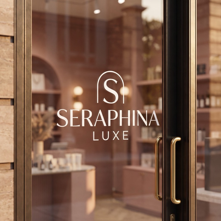 Boutique glass door with vinyl lettering