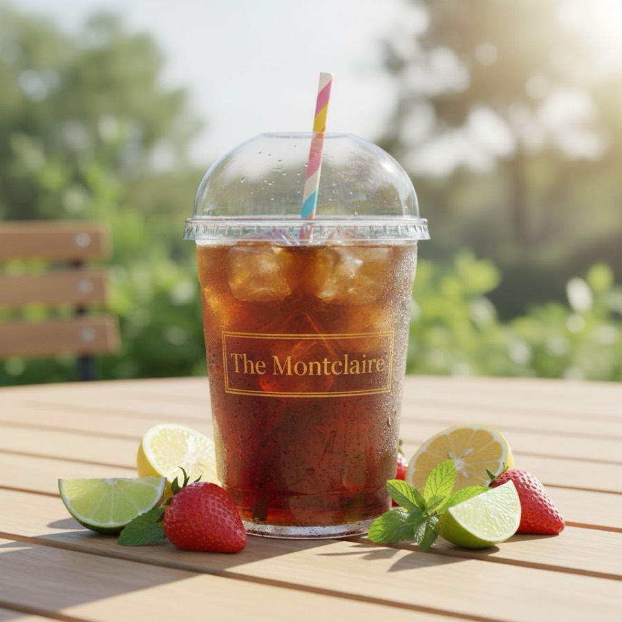 Iced coffee cup with a logo